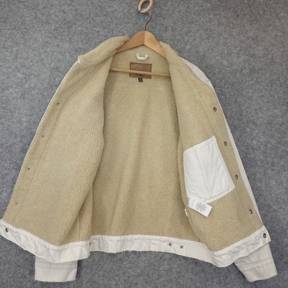 90s Hudson Sherpa Denim Jacket Mens S‎ White Trucker Grunge Minimalist Work Norm